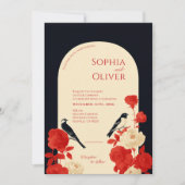 Invitation Code QR Arch Floral & Oiseaux Tout en Un (Devant)