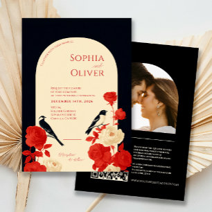 Invitation Code QR Arch Floral & Oiseaux Tout en Un