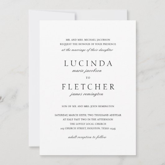 Invitation Code QR Argent Ancien Noir et Blanc Mariage Élégan (Devant)