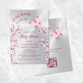 Invitation Code QR | Argent papillon | Baby shower fille