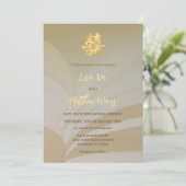 Invitation Code QR | Art abstrait Mariage chinois beige (Debout devant)