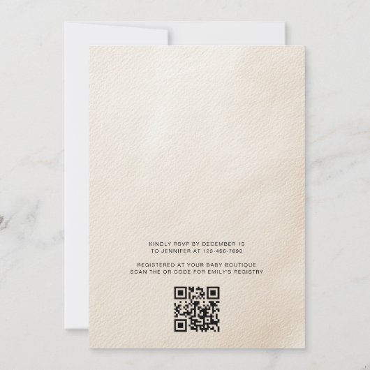 Invitation Code QR Attendez à peine Baby Shower Garçon Bleu (Dos)