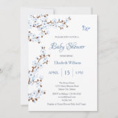 Invitation Code QR | Baby shower de fleurs de cerisiers blanc (Devant)