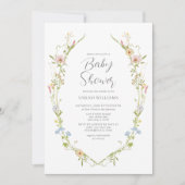 Invitation Code QR Baby shower Fleur sauvage neutre pour les  (Devant)