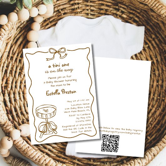 Invitation Code QR Baby Shower Martini Fantaisiste et Funky