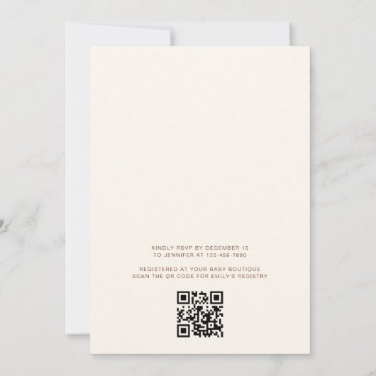 Invitation Code QR Baby Shower Ourson Attend avec Impatience (Dos)