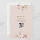 Invitation Code QR baptême fille herbe de Pampas or rose (Dos)