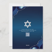 Invitation Code QR Bar Mitzvah Agate Bleu Galaxie Script (Dos)