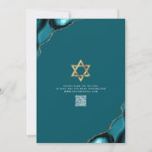 Invitation Code QR Bar Mitzvah Agate Turquoise Écriture Blanc (Dos)