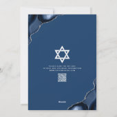 Invitation Code QR Bar Mitzvah Bleu Marine Agate Script Moder (Dos)