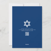 Invitation Code QR Bar Mitzvah Bleu Nuit Argent Tallit Script (Dos)