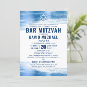 Invitation Code QR Bar Mitzvah Navy Gras Typographie Bleu Foi (Debout devant)