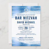 Invitation Code QR Bar Mitzvah Navy Gras Typographie Bleu Foi (Devant)