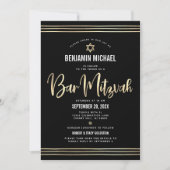 Invitation Code QR Bar Mitzvah Noir Or Script Tallit Gras (Devant)