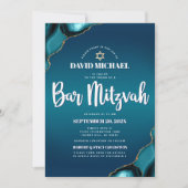 Invitation Code QR Bar Mitzvah Turquoise Ombré Agate Moderne (Devant)