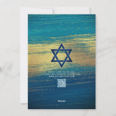 Invitation Code QR Bar Mitzvah Turquoise Or Feuille Moderne (Dos)