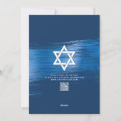 Invitation Code QR Bar Mitzvah Typographie Navy Blue Feuille (Dos)