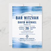 Invitation Code QR Bar Mitzvah Typographie Navy Blue Feuille (Devant)