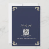 Invitation Code QR Baroque Bleu Nuit Mariage (Dos)