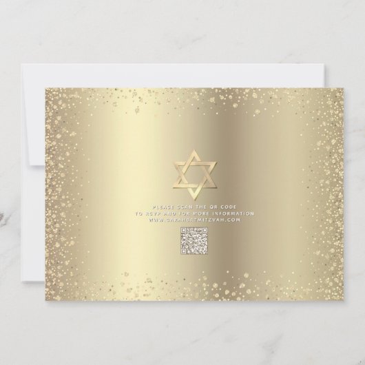 Invitation Code QR Bat mitzvah Black Gold Tree of Life Script (Dos)