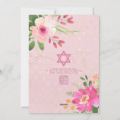 Invitation Code QR Bat Mitzvah Floral Rose Paillet Or Script (Dos)