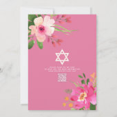 Invitation Code QR Bat Mitzvah Floral Rose Script Moderne Or (Dos)
