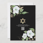 Invitation Code QR Bat Mitzvah Noir Or Floral Script Féminin (Dos)
