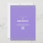 Invitation Code QR Bat Mitzvah Violet Aquarelle Feuille d'Arg (Dos)