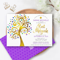 Code QR Bat Mitzvah Violet Or Arbre de Vie Gras