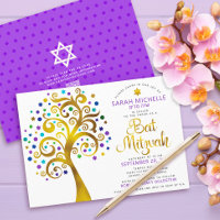 Code QR Bat Mitzvah Violet Or Gras Arbre de Vie