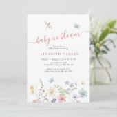 Invitation Code QR bébé en fleurs fête de bébé fille sauvage (Debout devant)