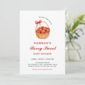 Invitation Code QR Bébé Fille Fraise Sucrée Baby Shower (Debout devant)