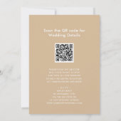 Invitation Code QR Beige Tout en un Mariage de script moderne (Dos)