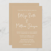 Invitation Code QR Beige Tout en un Mariage de script moderne (Devant / Derrière)
