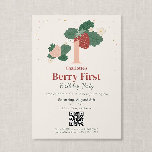 Invitation Code QR Berry Premier Anniversaire Héritage Fraise