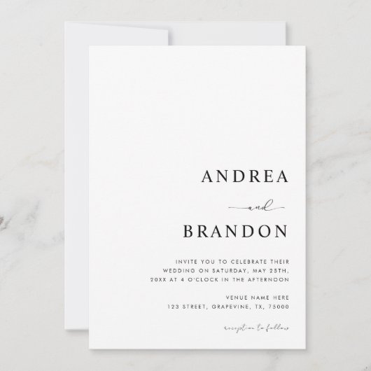 Invitation Code QR blanc clair moderne tout en un Mariage (Devant)