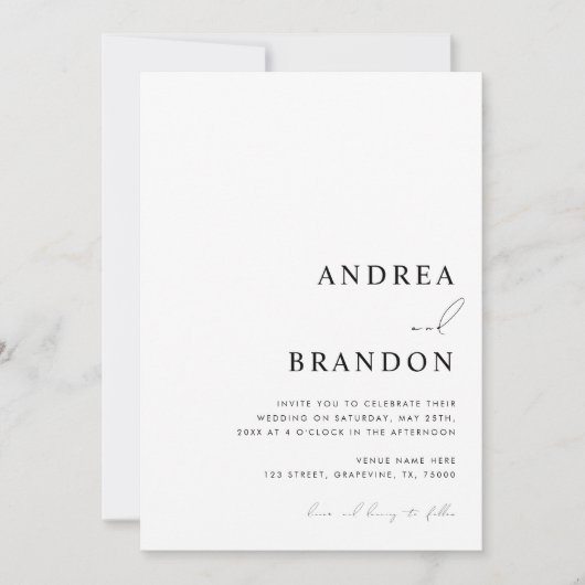 Invitation Code QR blanc contemporain tout en un Mariage (Devant)