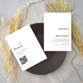 Invitation Code QR blanc contemporain tout en un Mariage