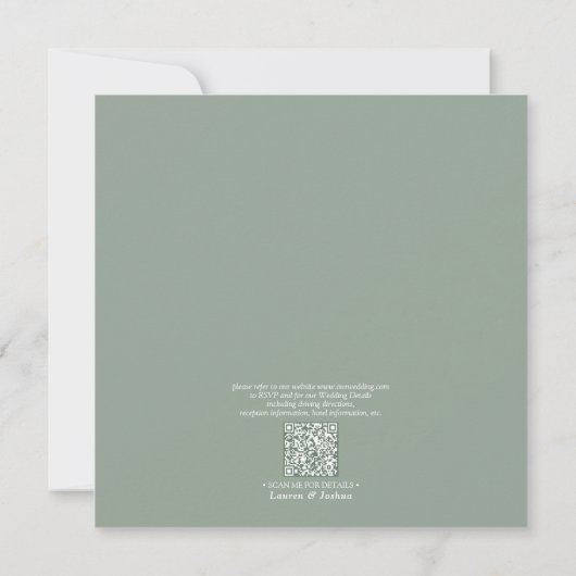 Invitation Code QR blanc gris vert vert Aquarelle florale Scr (Dos)