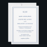 Invitation Code QR Bleu de la marine classique Mariage élégan<br><div class="desc">Faire-part de mariage bleu marine de style classique avec un design simple et minimal avec votre monogramme en haut et vos détails de l'événement entouré d'une double bordure. Les fontes alternent entre un script élégant, une fonte serif traditionnelle et minimaliste sans serif. Le dos contient vos informations d'invité ainsi qu'un...</div>