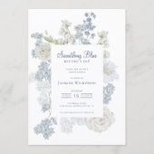 Invitation code QR Blue Floral "Something Blue" Réception de (Devant)