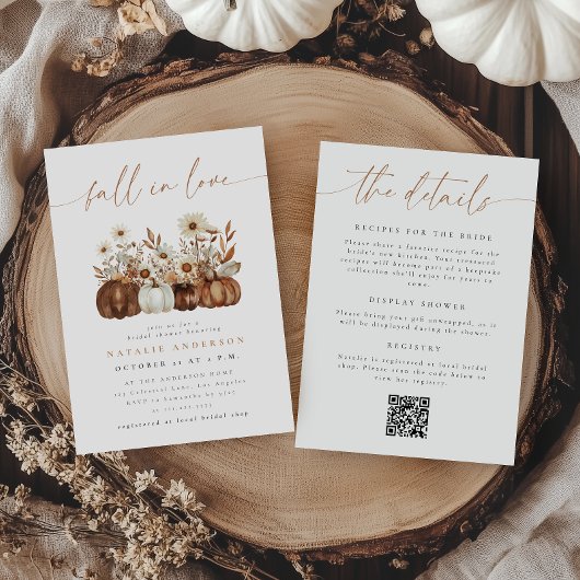 Invitation Code QR Boho Floral Automne Tout-en-Un pour Enterr