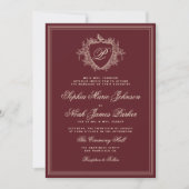 Invitation Code QR bordeaux classique monogramme mariage form (Devant)