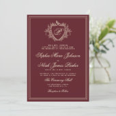 Invitation Code QR bordeaux classique monogramme mariage form (Debout devant)