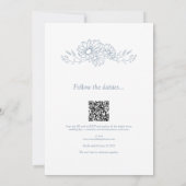 Invitation Code QR Botanique Bleu Tout En Un Mariage (Dos)