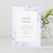 Invitation Code QR botanique floral lavande lilac dessiné (Debout devant)