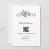Invitation Code QR Botanique Noir Blanc Tout En Un Mariage (Dos)