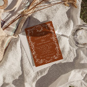 Invitation Code QR Botanique Orange Brûlé Floral Mariage
