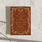 Invitation Code QR Botanique Orange Brûlé Floral Mariage
