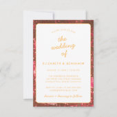 Invitation Code QR Boule à Facettes Photo Rose Orange Mariage (Devant)
